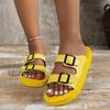 Large size platform slippers women's belt buckle sandals women's
