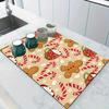1Pcs Gingerbread Coffee Rubber Drying Mat With Retro Coffee Tableware For Coffee Shop Kitchen Carpet Tableware Durable Diatom Mud Table Mat