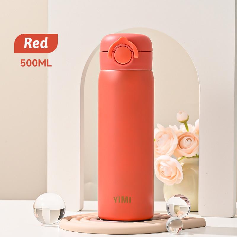 500ml Thermos Large Capacity Stainless Steel Thermal Water Bottle Portable Vacuum Cup with Handle Double-layer Travel Tumbler
