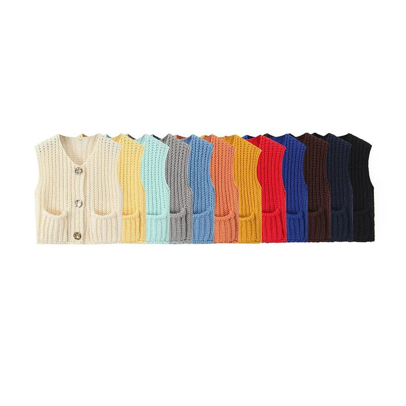 Kaslead New Arrival Women's Clothing Fashion Style Fashion Minimalist Sleeveless Short Knitted Vest