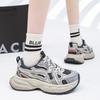 2025 Spring New Trend Thick-soled Dad Shoes Gray Heightened Polish Old Sports Shoes Simple Casual Shoes Women