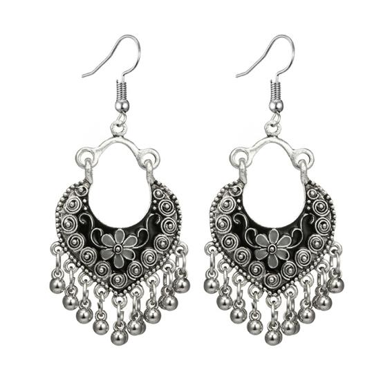 

Богемні жінки Квіти Дзвіночки Китичка Емаль Гачок Сережки Вечірка Банкет Ювелірні вироби чорний/срібний