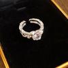 Copper Vintage Crystal Love Ring Opening Opening Finger Ring  Gifts for Women Girl