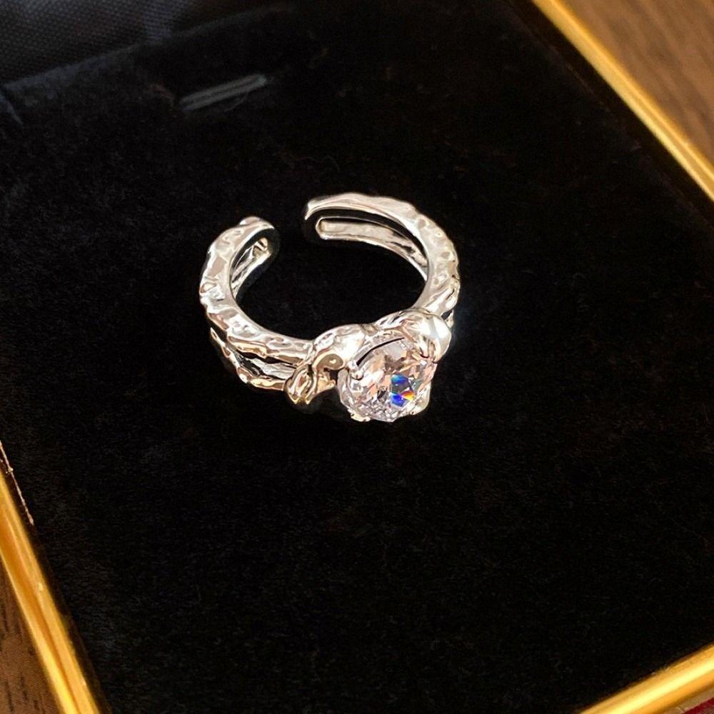 Copper Vintage Crystal Love Ring Opening Opening Finger Ring Gifts for Women Girl