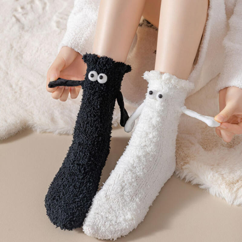Alevi Hand-Holding Magnet Winter Sleep Socks Ultra-Fine Fiber Medium-Cold Socks white