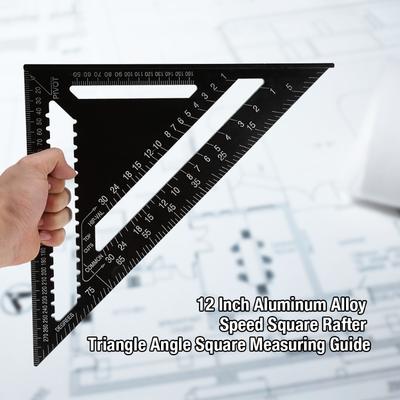12 Inch Aluminum Alloy Triangle Shape Square Ruler Precision Engineer Carpenter Measuring Tool
