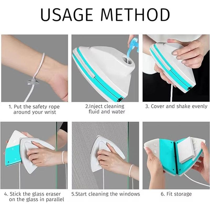 Double Sided Magnet Windows Cleaner Automatic Drainage Wiper Glass Window Washer Household Cleaning Tool For Window Washing