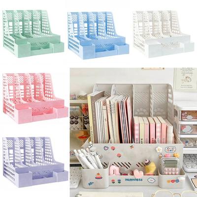 Removable Desktop File Storage Box Book Stand File Column Dormitory Desk Book Clip Bookshelf Compartments Student Book Stand
