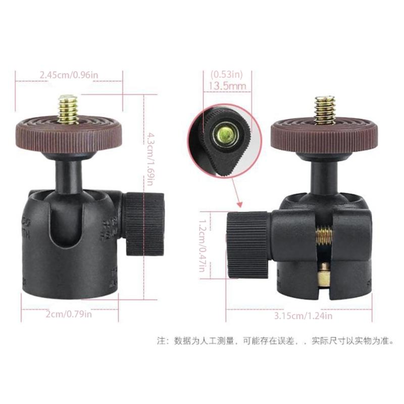 Mini Ball Head 1/4inch Screw Mount 360 Degree Rotatable for Camera Camcorder LED Light Bracket DSLR Camera Tripod Stand