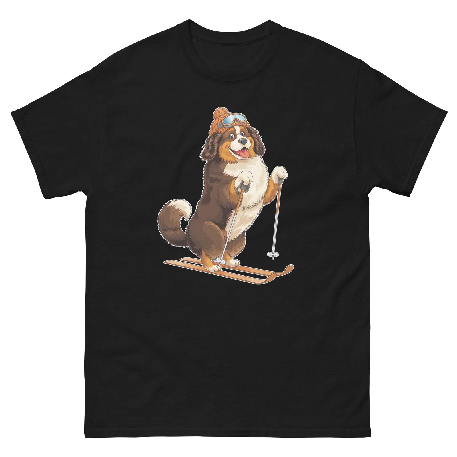 Burnese Mountain Dog Skiing Fun Ski Skier Shirt T-Shirt M