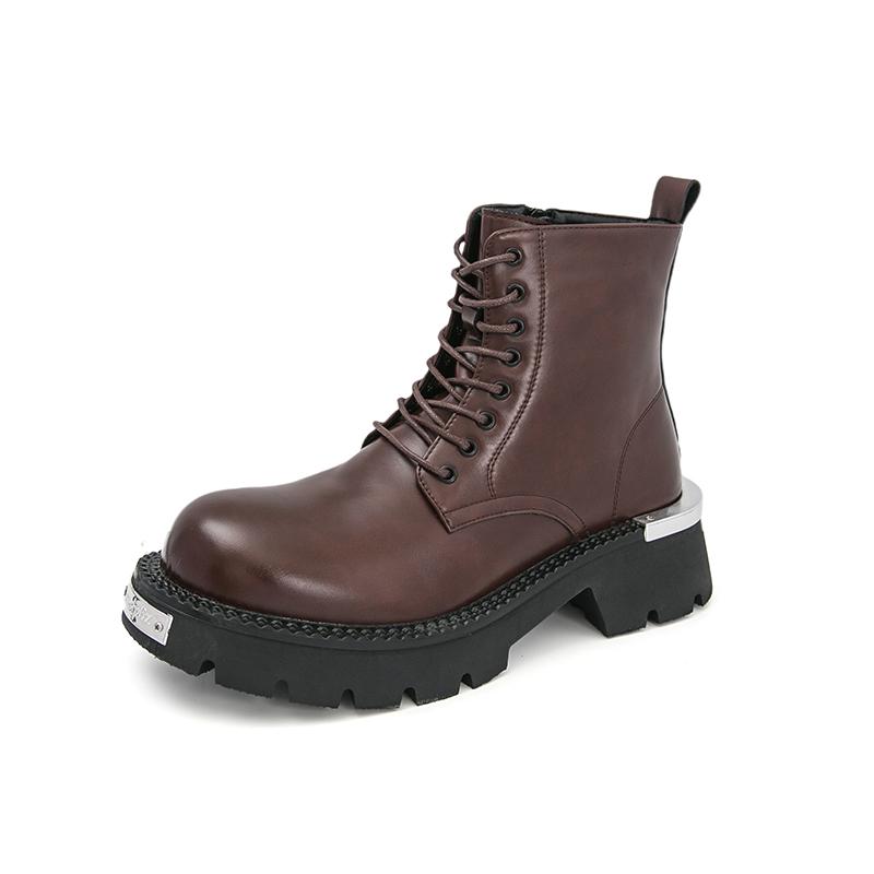 Fashion Casual men's high top leather shoes Comfortable classic style Fashion party and office Black brown boots outdoors 38-46 Youth
