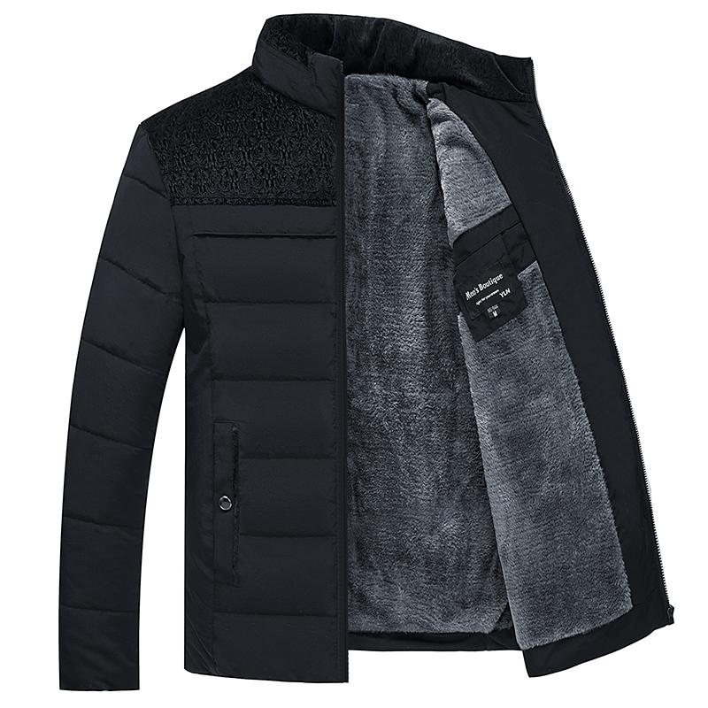 Parka invernale da uomo in peluche spesso con collo alto, giacca alla moda da uomo, cappotto parker caldo e spesso con cerniera, soprabito imbottito per uomo