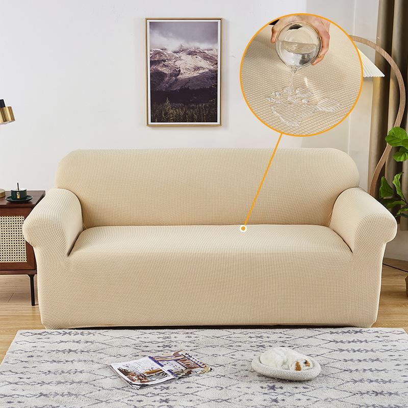 Elastic Solid Color Waffle Waterproof Sofa Cover Living Room Princess Sofa Cushion Cover Sofa Towel Home Protective Cover