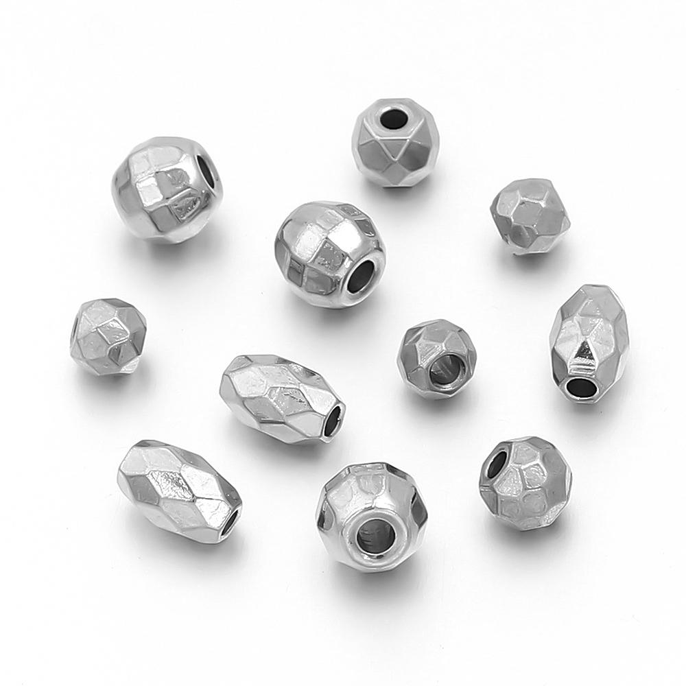 10pcs/lot Stainless Steel Spacer Beads Faceted Loose Corner Beads For DIY Handmade Bracelet Necklace Jewelry Making Accessories