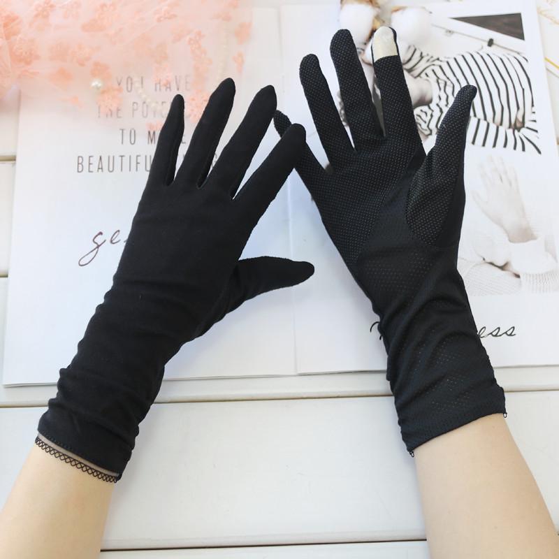 New Fashion Gloves Women Mid-long Summer Cotton Black Print Cycling Thin Touch Screen Bike Car Driving Gloves for Women