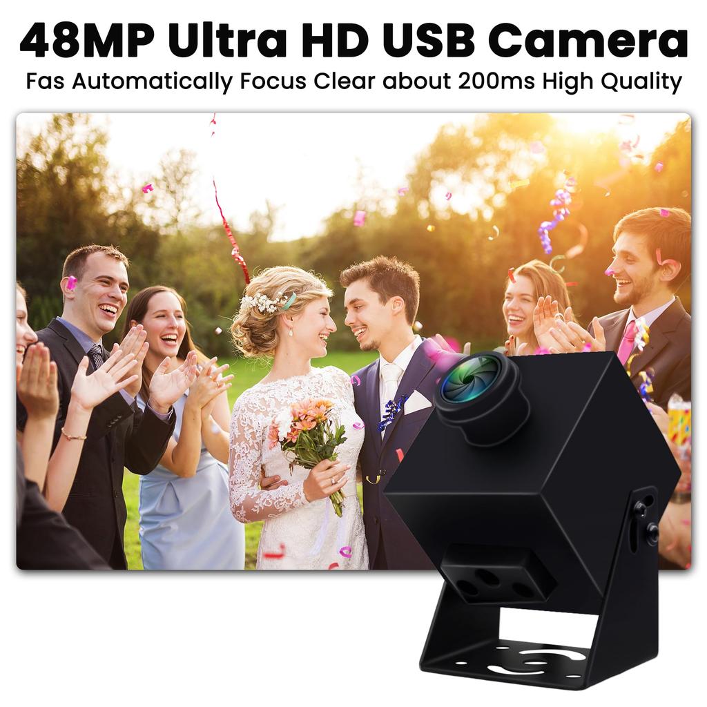 ELP 48MP USB Camera 8K Webcam 6000P Ultra HD USB Camera with 200 Degree Wide Angle Fisheye Lens for PC Computer Light Burn Laser Engraving Machine