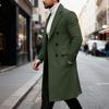 Herren Trenchcoat Reverskragen Zweireihiger Pea Coat Wollmischung Lässiger Langer Übermantel