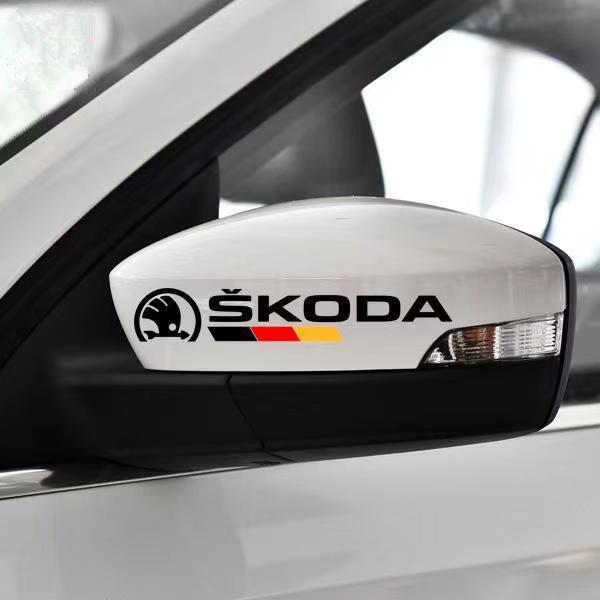 Gxqrp2 Car Sticker 2PCS Car Rearview Mirror Reflective Decals Waterproof Safety Warning Stickers Accessories For Skoda Octavia A5 A7 RS