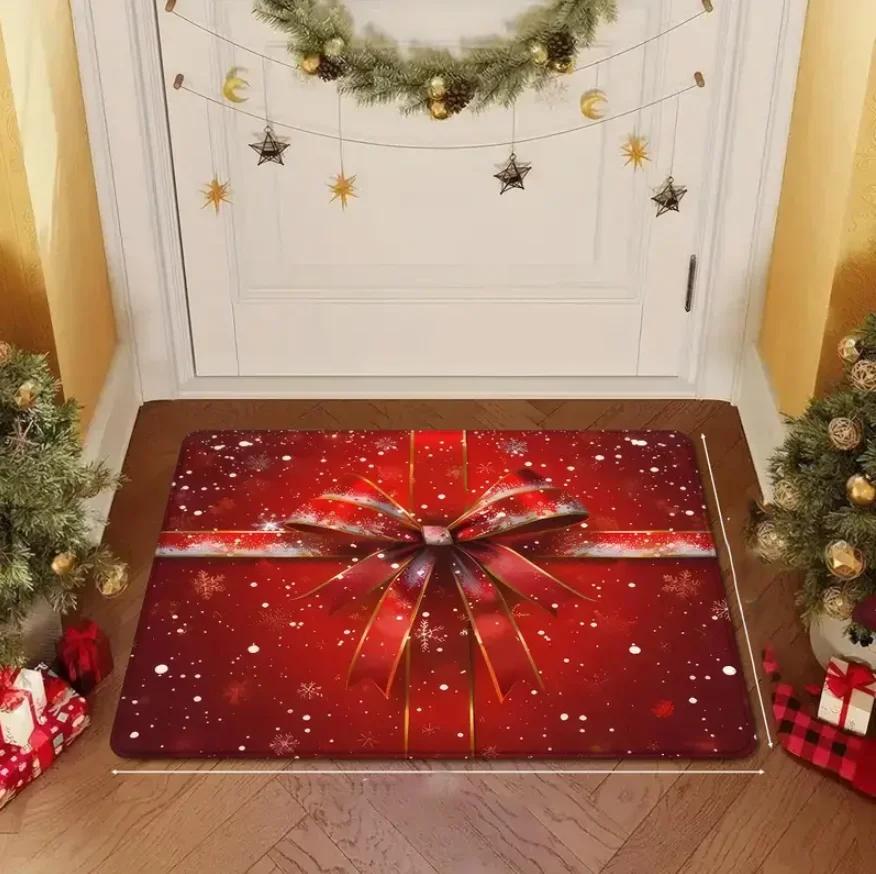 Weihnachten Willkommen Fußmatte Weihnachten Rot Kariert Bedruckter Bodenbelag Teppich Schlafzimmer Badezimmer Küche Heimdekoration Teppiche