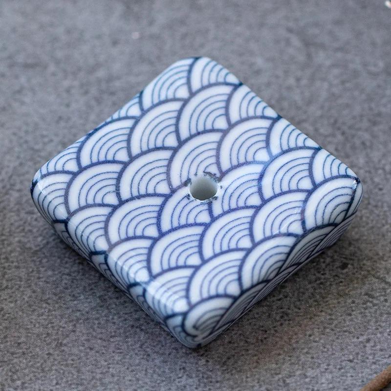 1pc Painted Square Incense Stick Holder Japanese Retro Pattern Incense Base Tea Ceremony Accessories Home Decoration
