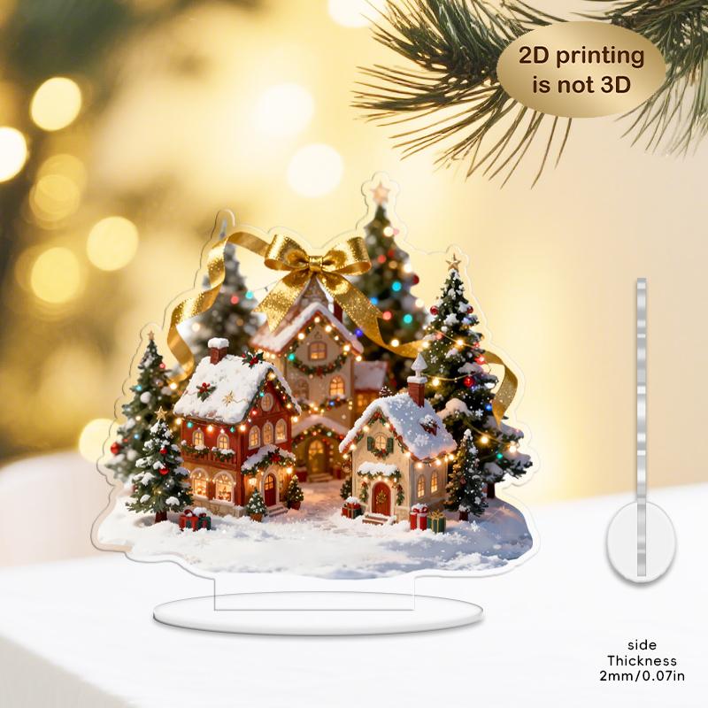 2D Vánoční stromeček Dům Sněžný Zlatá mašle Akrylové ozdoby Oblast Stolní dekorace Dárek - Vánoční téma Dekorace Dekorace
