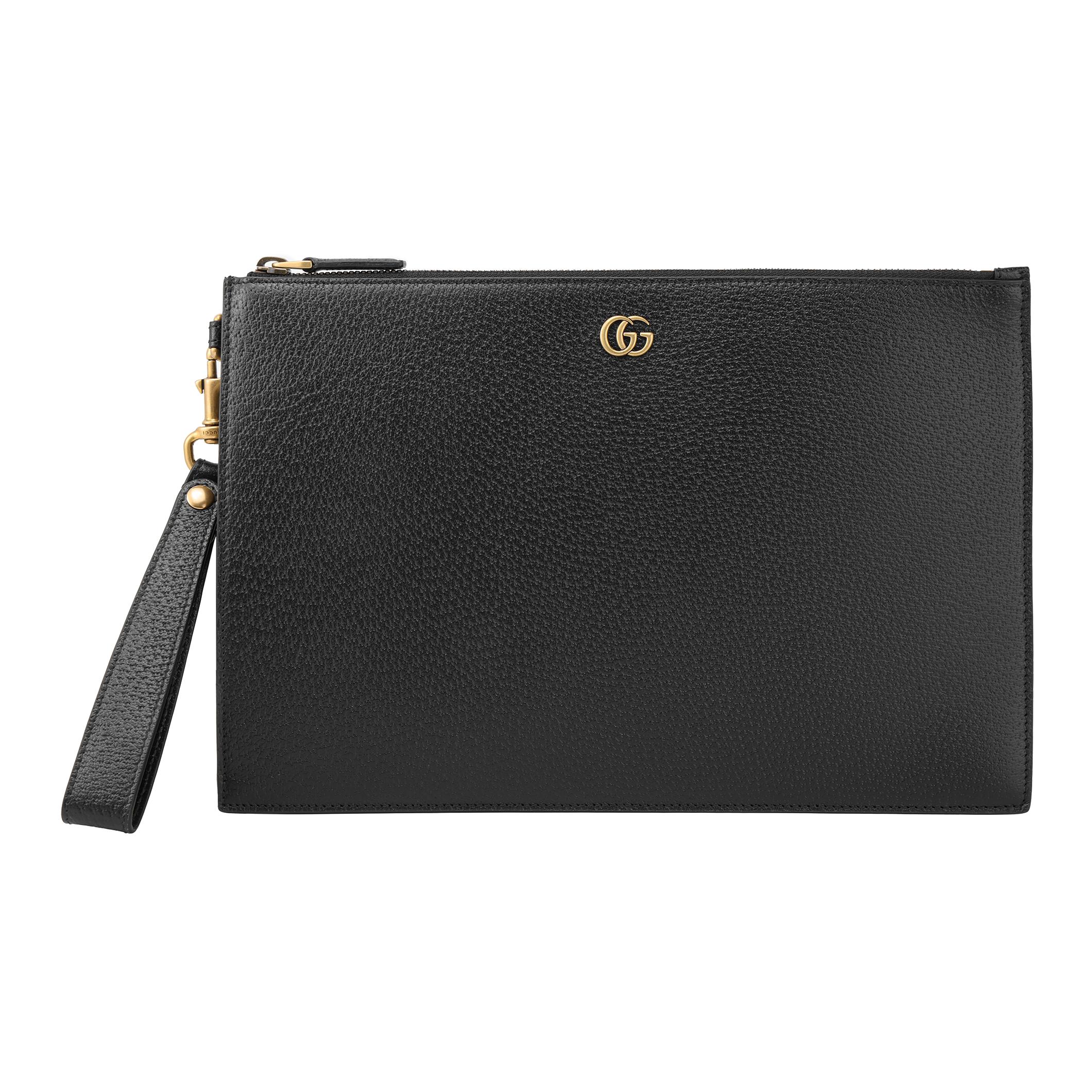 

Gucci GG Marmont Gold Logo Classic Leather Clutch Men clutch Black 475317-DJ20T-1000 Basic Set (Bag+Dust Bag)