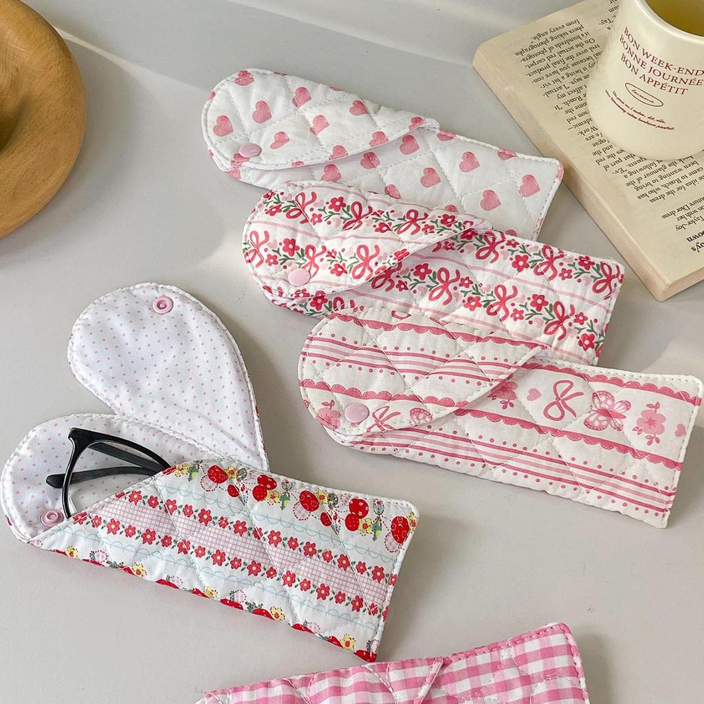 Girly Soft Quilted Eyeglass Case: Portable, Printed, Anti-Pressure Sunglasses Bag