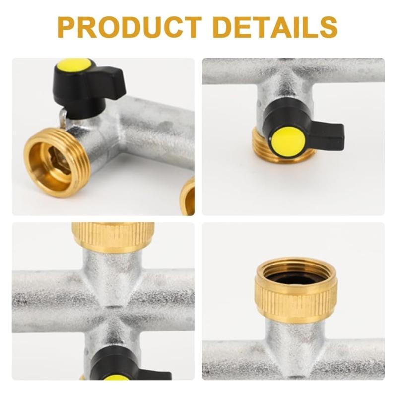 3/4 Inch Tap Splitter 3 Way Hose Connector Hose Tap Splitter Connection with 3 Individual Valves for Home Garden Kitchen