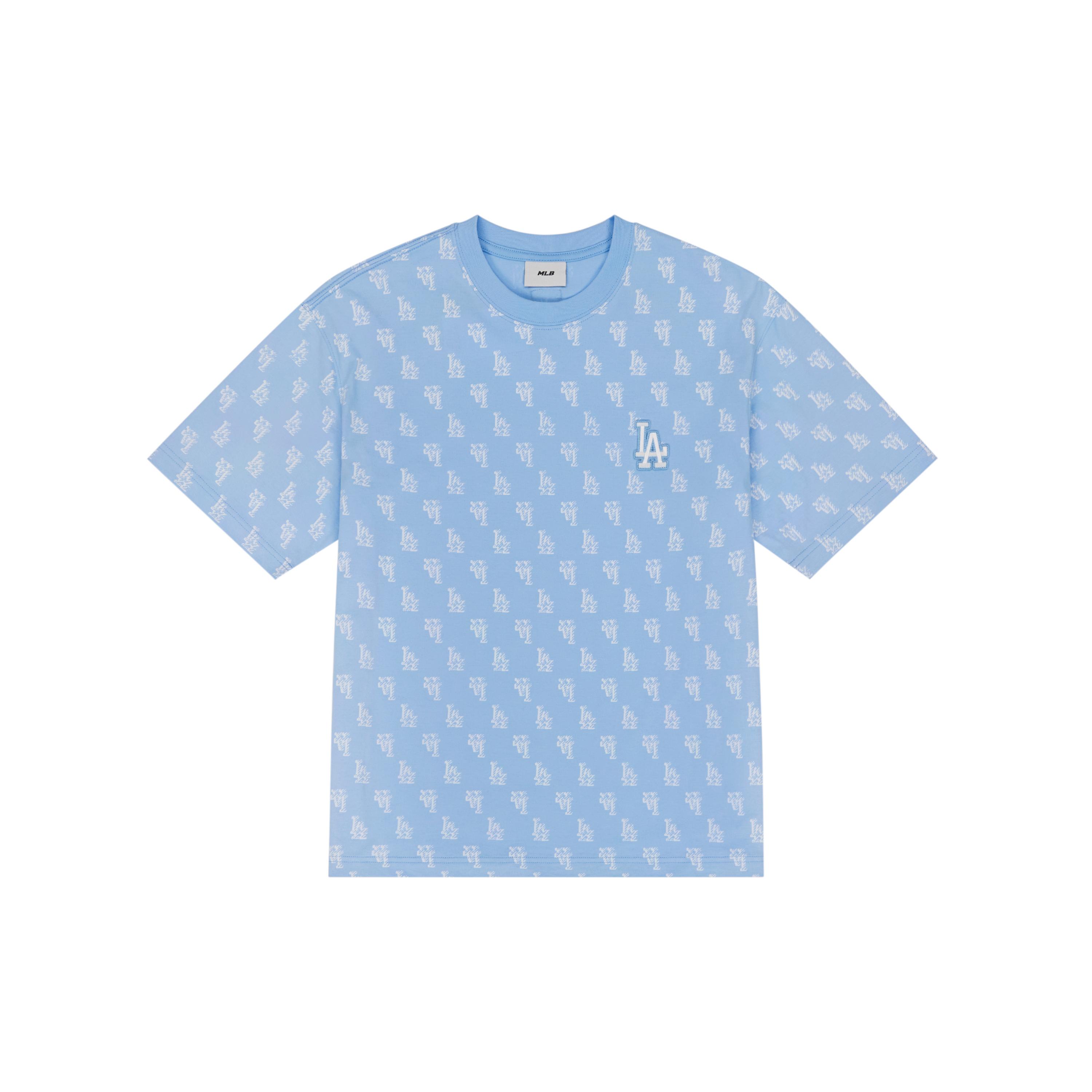 

New MLB MONOGRAM Collection Los Angeles Dodgers T Shirt Unisex Sky Blue 3ATSM0243-07SBS XS