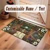 Mushroom Forest Theme Crystal Velvet Floor Rug Personalized Custom Name Text Warm Carpet Home Decoration