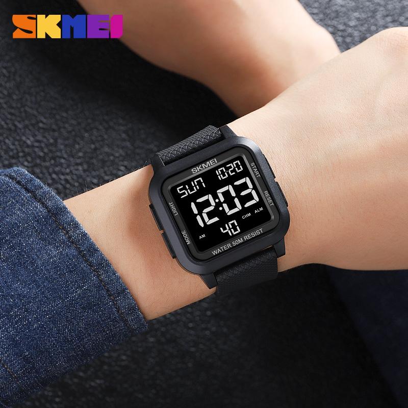 SKMEI 1894 Sport Elektronische Uhr für Herren Stoßfest Wasserdicht Countdown Herren Armbanduhr Militärischer Wecker 1960 Reloj Hombre