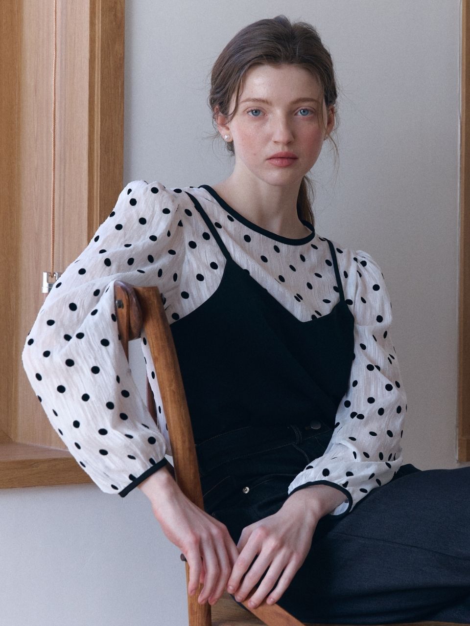 Fabric Seoul Dot Bustier Puff Blouse_White White/Free