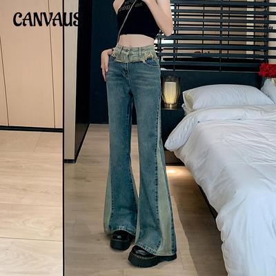 Pantalones vaqueros acampanados de talle alto con aberturas laterales para mujer Clash Micro Flare
