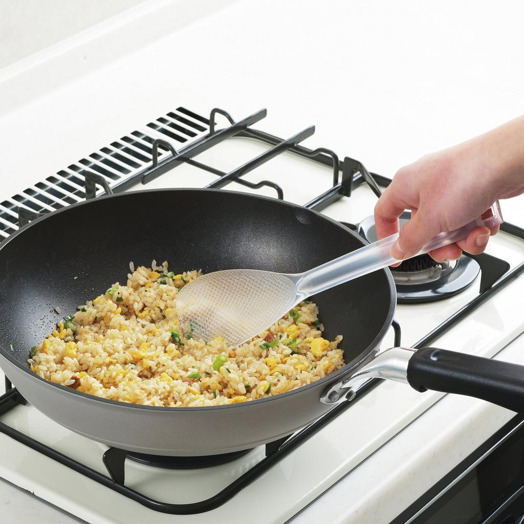 Akebono Sangyo Rice Made In Serve and Scoop with One Can Be Used with Frying Double Spatula Floating Tip for Rice Scoop Scoop, Clear, Japan, Fry,