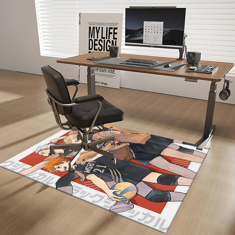1pc Haikyuu!! MSBY Volleyball Team Chair Mat - Anime Cartoon Design, Anti-Slip Office Rug, Seasonal Gift for Fans.O082