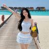 Sweet and cute ins girl conservative split swimsuit small chest covering meat and thin women's skirt-style hot spring vacation swimsuit
