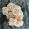 Silk 7 Branch Realistic Artificial Roses Wedding Photography Props Home Decor