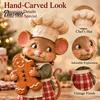 Gingerbread Baker Statue Mouse Figurine, Whimsical Hand-painted Mice with Cookie, 6.7'' Cottagecore Cute Chef Ornament Xmas for Mantel Tabletop