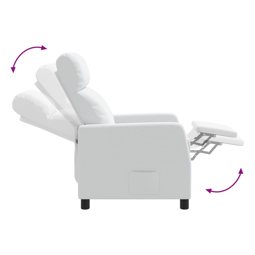 Recliner Chair White Fabric