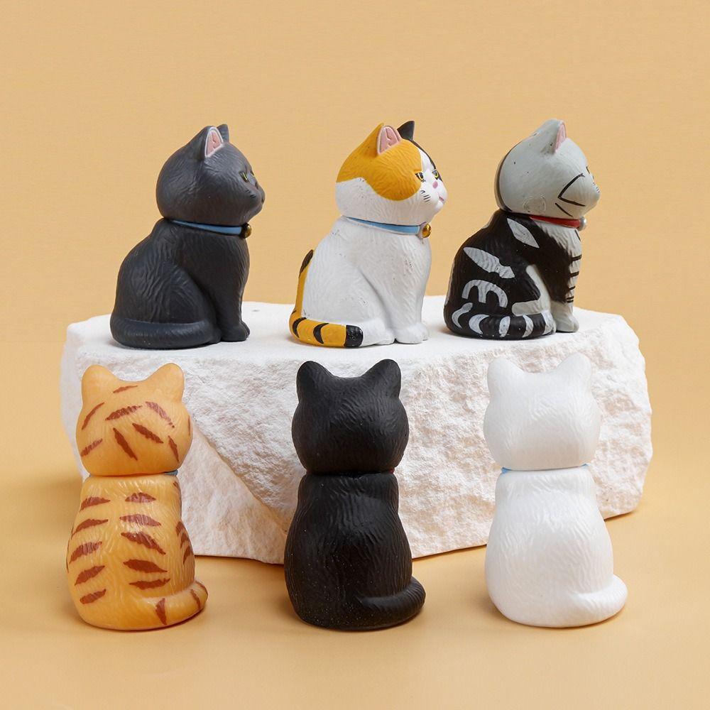 Small Bell Sitting Cat Figure Toy Mini Mini Cat Ornament Simulated Cat Model Doll  Girls Gifts