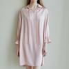 Nordic Light Retro Silk Long Sleeve V-Neck Lace-Up Jumpsuit - 100% Mulberry Silk Smooth Sleepwear