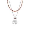 Women's 18K Gold Red Agate Elephant Pendant Necklace - Versatile, Simple Chain with Auspicious Rainbow Design