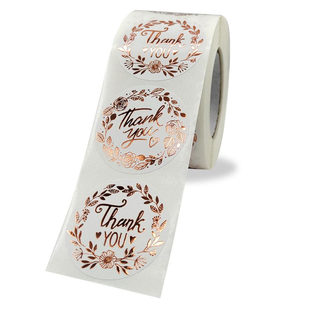 2.5 Cm, Roll Up, Thank You Sticker, Olive Branch, Hot Rose Gold, Self-adhesive Sticker, Label, Sticker, Commercial Sticker, Party Decoration