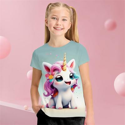 Παιδικά Ρούχα Κοριτσίστικο T-Shirt Κοντομάνικο με Καρότσι Παιδικά Καλοκαιρινά Ρούχα Casual Χαριτωμένο Στρογγυλή Λαιμόκοψη Ρούχα Κοριτσιού Εξωτερικές Μπλούζες