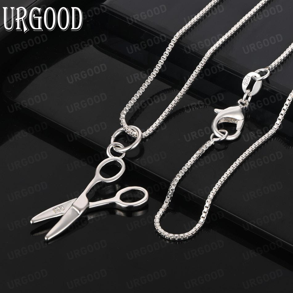 Exquisite 925 Sterling Silver Scissors Pendant Necklace - Stylish Wedding Jewelry