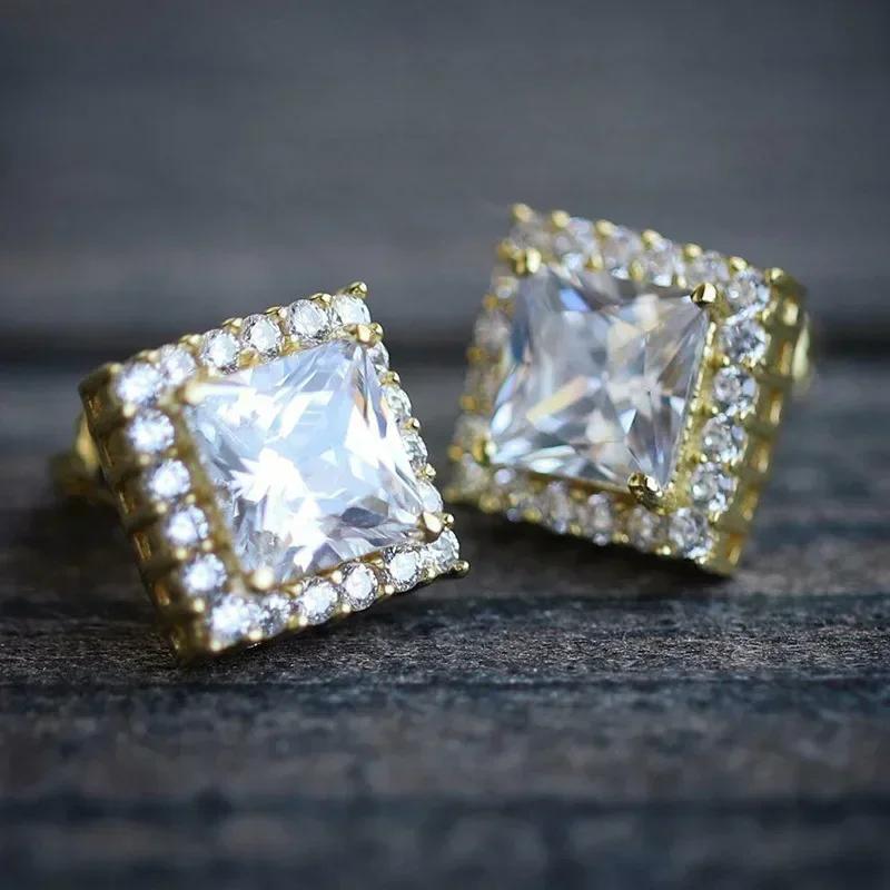 New Elegant Design Square Zircon Temperament Earrings, New High-End, Dazzling, Luxurious And Exquisite Accessories