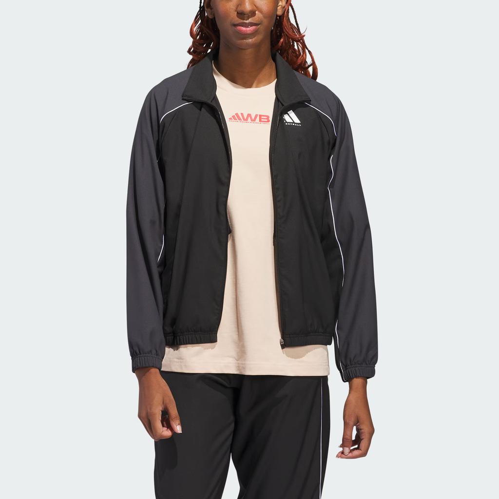 Adidas Select Woven Logo Quick-Dry Cool Basketball Raglan Collar Sports Jacket Women Jackets Black Carbon-Black JL6463
