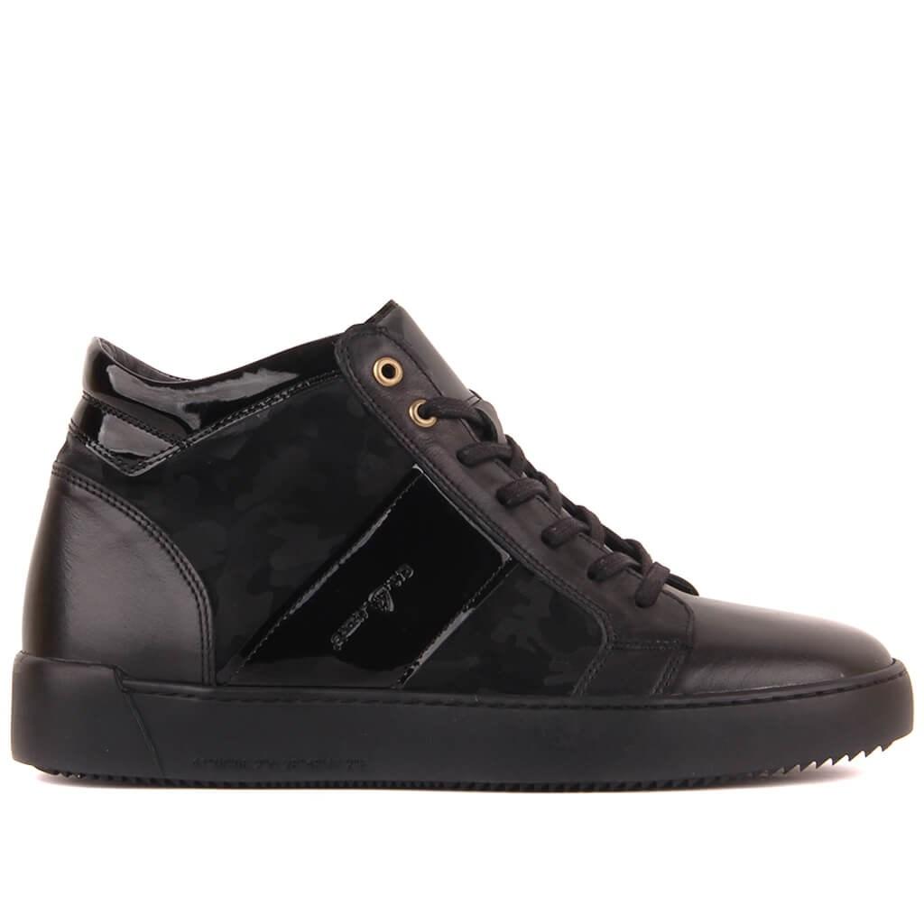 

Sail Lakers - Черная кожа, Черная лакированная кожа, Мужские ботинки с камуфляжным принтом 40 чёрный