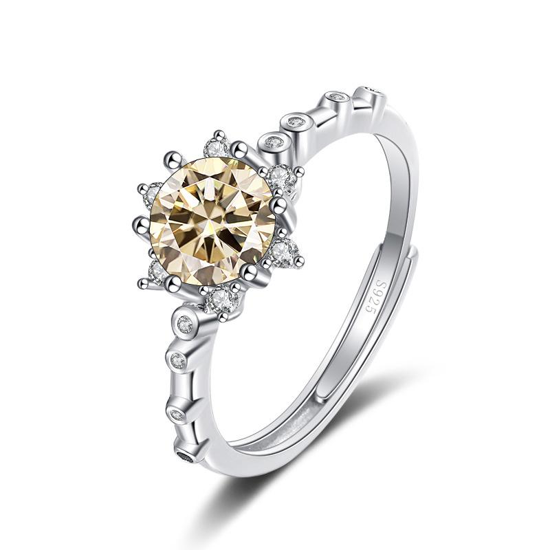 Bague Ringen Snowflake Rings 1 Carat Colored Moissanite Ring For Women Christmas Gift Romantic Winter Sterling Silver 925 Jewelry