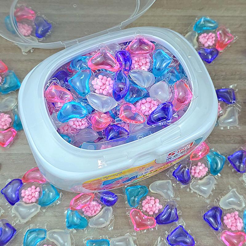 Box of 50, 5-in-1 Laundry Beads: Long-Lasting Fragrance, Softening, Cleaning, Stain Removal, Five-Chamber Pods.